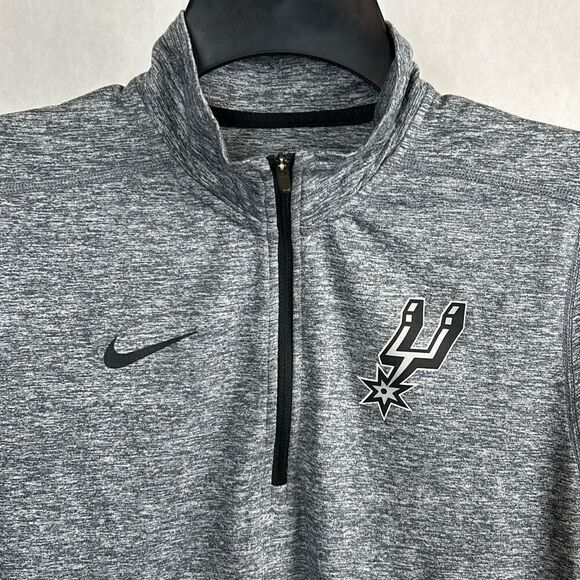 Nike San Antonio Spurs Pullover Quarter 1/4 Zip Girls Sz Large NBA Gray Lightwei - Picture 2 of 9